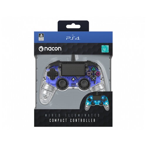 Nacon PS4 Wired Illuminated Compact Blue gamepad Slike