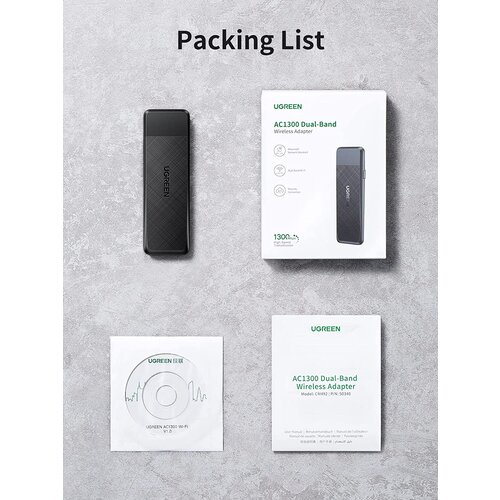 Ugreen USB WiFi adapter AC1300, 1300Mbps 802.11 Dual Band Slike