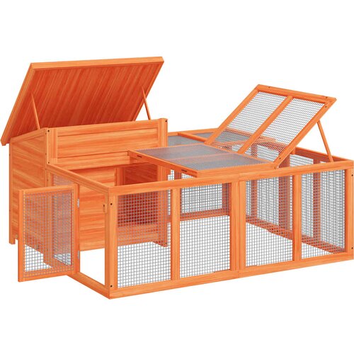  Kavez za zečeve smeđi 144 x 123 x 67,5 cm od masivne borovine Slike