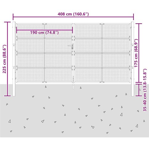 Vrtna vrata antracit 400x175 cm čelik Slike