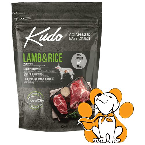 Kudo lamb & Rice Mini Junior 3kg, Jagnjetina za Zdrav Rast Malih Štenaca Slike