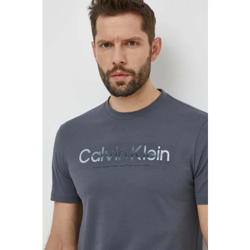 Calvin Klein Bombažna kratka majica moški, siva barva