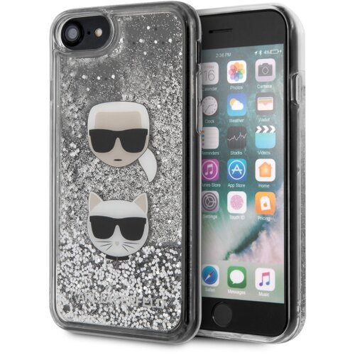 Karl Lagerfeld Originalen ovitek KLHCI8KCGLSL za iPhone 6 ali 7 ali 8 ali SE 2020 prozorna trda za&amp;scaron;čita z ble&amp;scaron;čicami - Karl in Slike