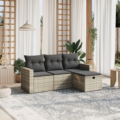 vidaXL 4-dijelni set vrtnih sofa s jastucima svijetlosivi poliratan Cijene