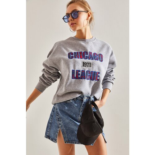 Bianco Lucci Women's Chicago Printed Three Thread Raised Sweatshirt Slike