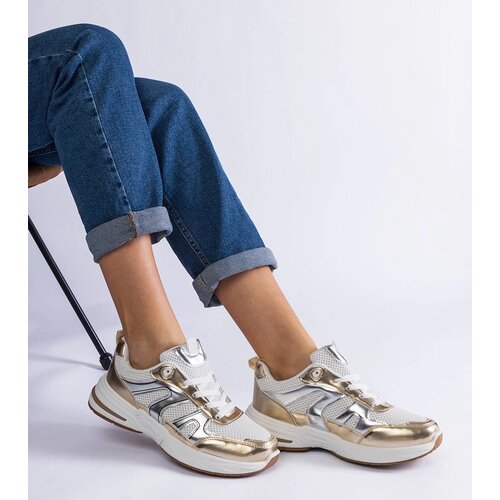 Gemre Elayne fabric sports sneakers with gold inserts Cene