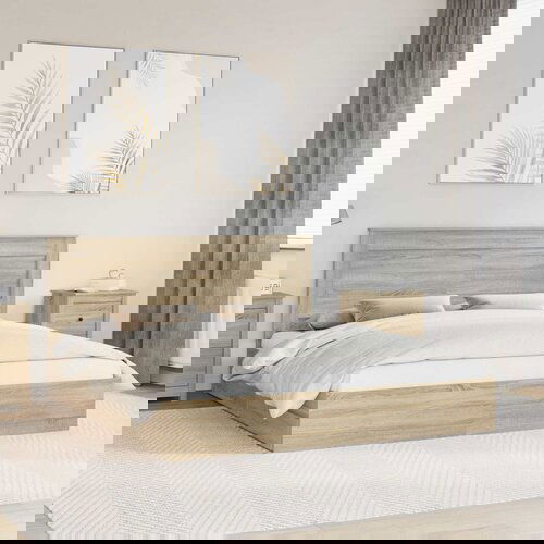 VidaXL Krevetna konstrukcija s ladicama Sonoma hrast 200 x 200 cm Slike