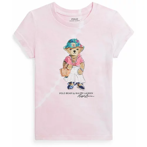 Polo Ralph Lauren Otroška bombažna kratka majica roza barva