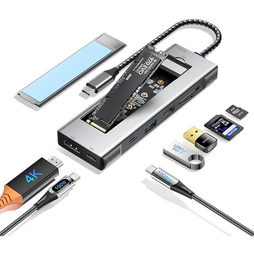  Adapter Type C na HDMI, Type C, PD, USB 3.0, USB 2.0, SD card, TF i M.2 NVMe 8 u 1 20cm kabl Slike