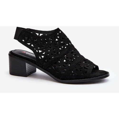 Kesi Openwork high-heeled sandals black Serapina Cene