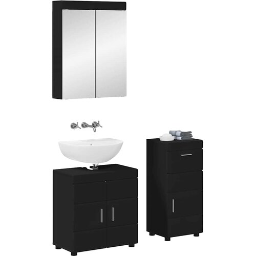  Set namje&amp;scaron;taja za kupaonicu TULUM 3 pcs Crna 60 x 34 x 63 cm Slike