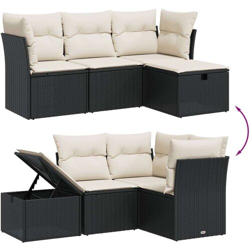 VidaXL 4-dijelni set vrtnih sofa od poliratana s jastucima crni Slike