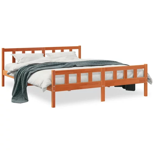  Okvir kreveta s uzglavljem voštano smeđi 160x200 cm od borovine