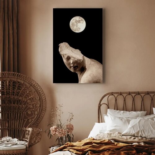  Slika - Moon and Statue (1 Part) Vertical 20x30 Na talijanskom platnu Slike