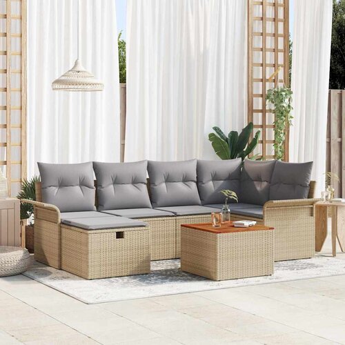  Sjedeća garnitura za vrt 7 kom. poliratan 242,5 x 132,5 x 85 cm Slike