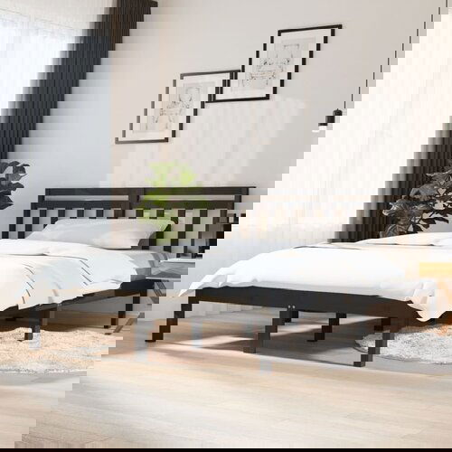 Furnova Posteljni okvir siv 150x200 cm trden les, (21940163) Slike