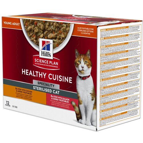 HILL'S SCIENCE Plan Adult Healthy Cuisine Sterilised pi&scaron;čanec in losos - Varčno pakiranje: 24 x 80 g Cijene