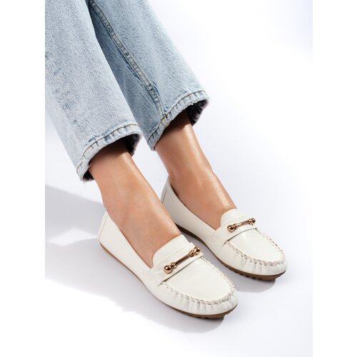 SHELOVET White classic women's loafers Slike