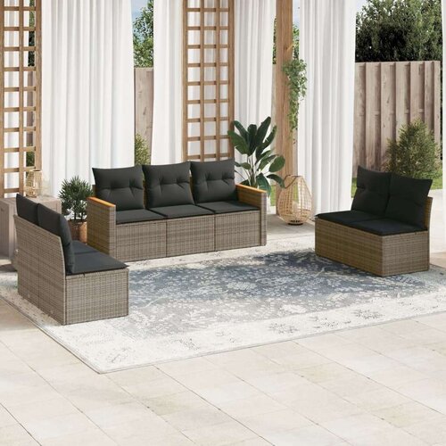  7-dijelni set vrtnih sofa sivi od poliratana Slike