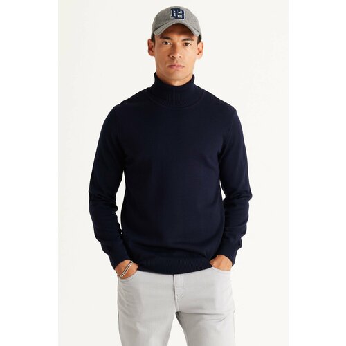 ALTINYILDIZ CLASSICS Men's Navy Blue Standard Fit Normal Cut Anti-Pilling Full Turtleneck Knitwear Sweater. Cene