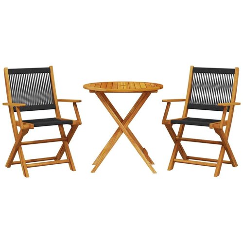 VidaXL 3-dijelni bistro set od polipropilen i masivnog drva crni Slike