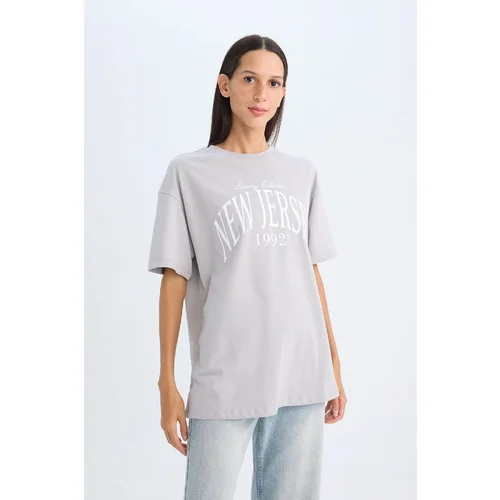 Defacto Oversize Fit Crew Neck Printed Short Sleeve T-Shirt