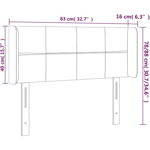  LED uzglavlje krem 83x16x78/88 cm od tkanine Slike