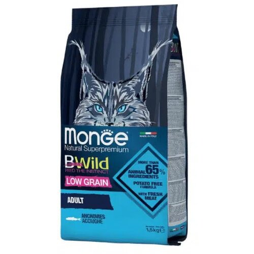 Monge bwild low grain cat adult, hrana za mačke, inćun, 1.5 kg Cene