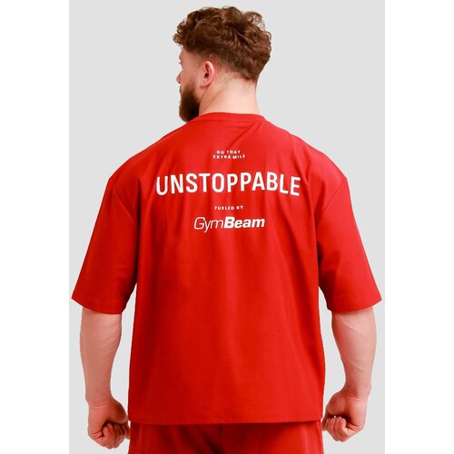GymBeam Mu&amp;scaron;ka oversized majica Unstoppable Red Slike