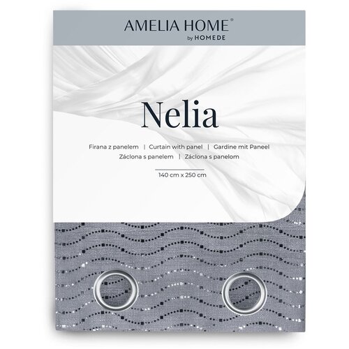  Curtain NELIA color white eyelets voile, braid 140x250 ameliahome Slike