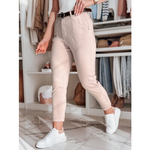DStreet Spodnie damskie slim fit z paskiem TAIRONIK r&amp;oacute;żowe Slike