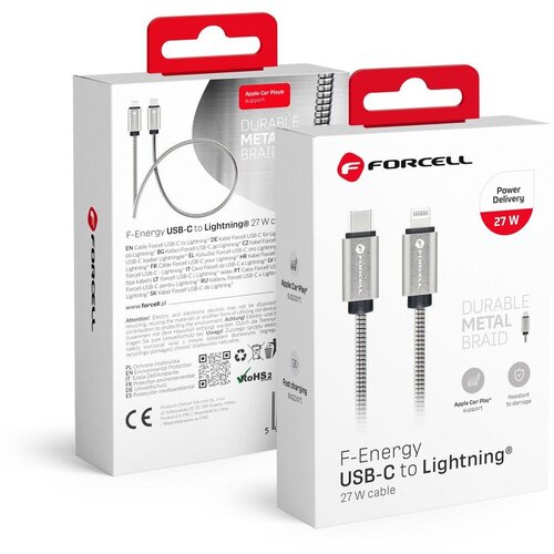 forcell F-ENERGY Metal C238 kabal (kabl) Type C na Lightning PD 3A 27W 1 m srebrni Cene