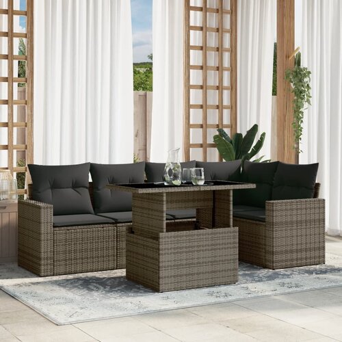 VidaXL 6-dijelni set vrtnih sofa od poliratana s jastucima sivi Slike