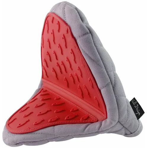 Vialli Design crveno-siva pamučna rukavica s hot touch silikonom