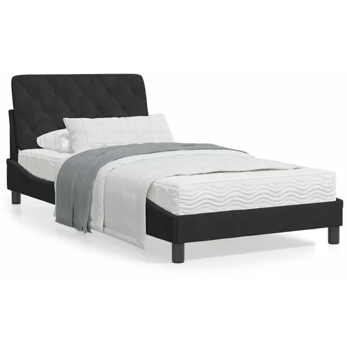 vidaXL Okvir kreveta s LED svjetlima crni 100 x 200 cm baršunasti