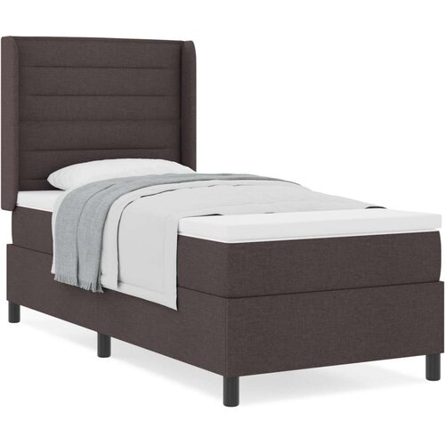 Box Spring krevet s madracem tamnosmeđi 100x200 cm tkanina Slike