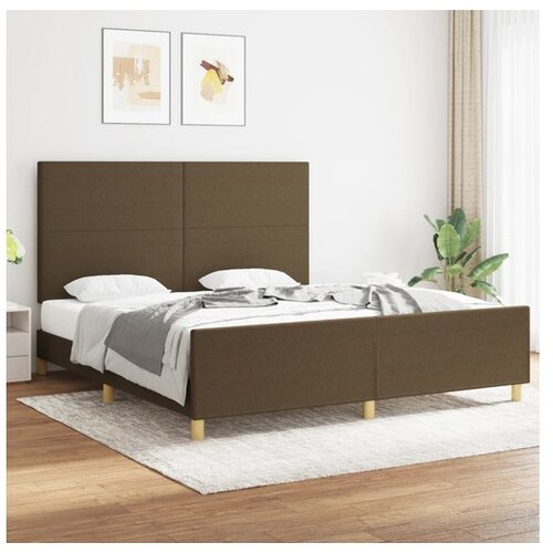  Posteljni okvir z vzglavjem temno rjav 180x200 cm blago Cene