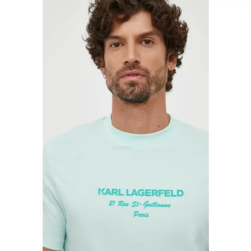 Karl Lagerfeld Kratka majica moški, turkizna barva