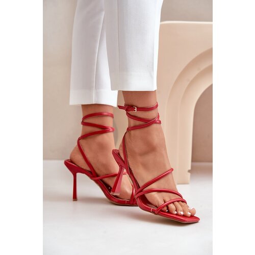 PG2 Stylish High Heels With Straps Red Saredi Cene