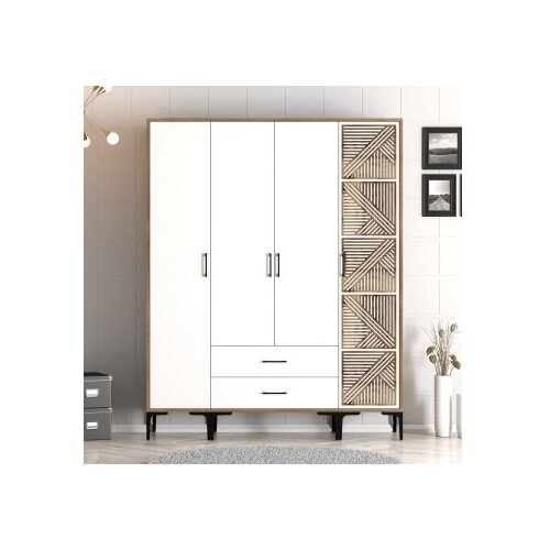Hanah home kumsal stp - walnut, white walnutwhite wardrobe Slike