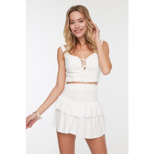 Trendyol White Frill Detailed Bottom-Top Set Cene
