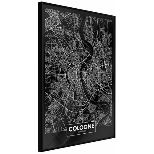  Poster - City Map: Cologne (Dark) 20x30