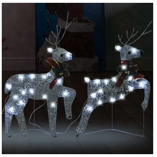  Božični severni jeleni 2 kosa srebrni 40 LED akril