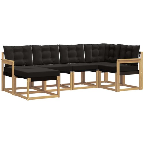 vidaXL Zunanja garnitura za sedenje z blazino 6 pcs Bela in črna, (5000280631) Cene