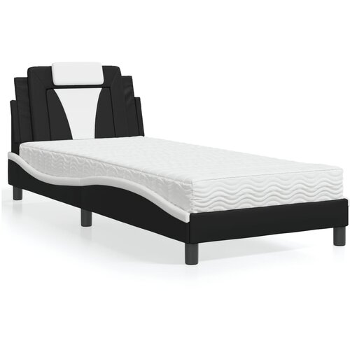 vidaXL Krevet s madracem crno-bijeli 90 x 190 cm od umjetne kože Cijene