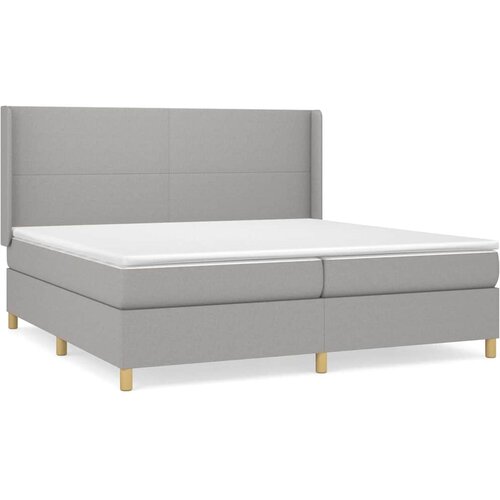  Krevet s oprugama i madracem svjetlosivi 200 x 200cm od tkanine Slike