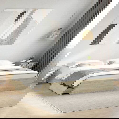  The Living Store Posteljni okvir s predali sonoma hrast 200x200cm inženirski les - Posteljni Okvir, (21525019) Cene