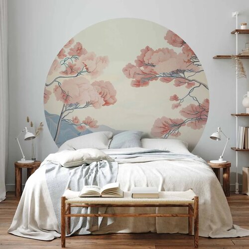  Okrugla fototapeta - Ocean cliffs and trees a delicate motif in pastel colours 280x280 Slike