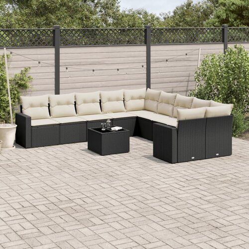  11-dijelni set vrtnih sofa od poliratana s jastucima crni Cijene