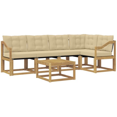 vidaXL Zunanja garnitura za sedenje z blazino 6 pcs Bela in bež, (5000281173) Cene